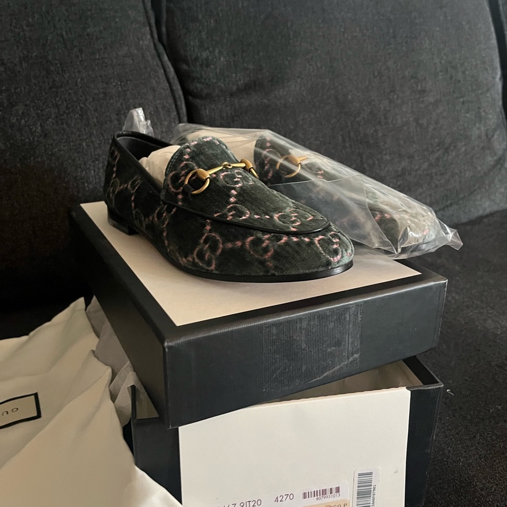 Gucci Authentic Jordaan loafer blue 38.5 NWT Box with Dust Bag BRAND NEW IN BOX